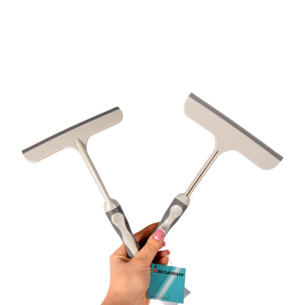 Optimaliseer Uw Schoonmaakroutine met Onze Set van 2 Witte Raamreinigers | 16cm x 2cm x 26cm | Gemaakt van Stevig Rubber en Kunststof | Efficiënte Vensterwisser voor een Streeploze Glans