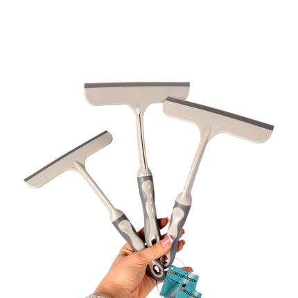 Verbeter Uw Schoonmaakroutine met Witte Raamreiniger Set | 3 Stuks | 16cm x 2cm x 26cm | Gemaakt van Premium Rubber en Kunststof | Efficiënte Vensterreiniger voor een Kristalheldere Uitstraling