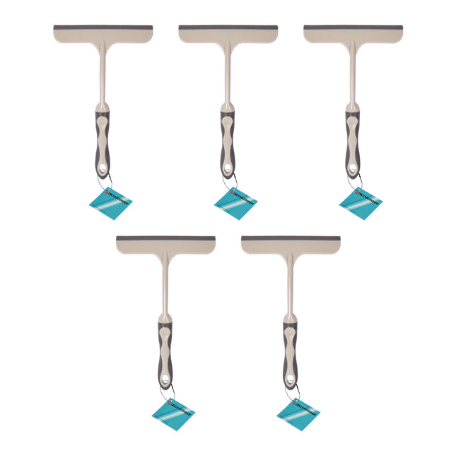 Ongeëvenaarde Schoonmaak Prestaties Met 5-Delige Witte Raamreiniger Set |16cm x 2cm x 26cm | Rubber en Kunststof | Perfect Voor Alle Soorten Oppervlakken | Voor Een Kristalheldere Uitstraling Zonder Moeite 