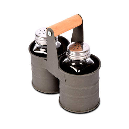 Handmatige Keukenmolens - Donkergrijze 2 Molens + 4 Strooiers - Elegante Peper- en Zoutmolen Set - 14cm x 13cm