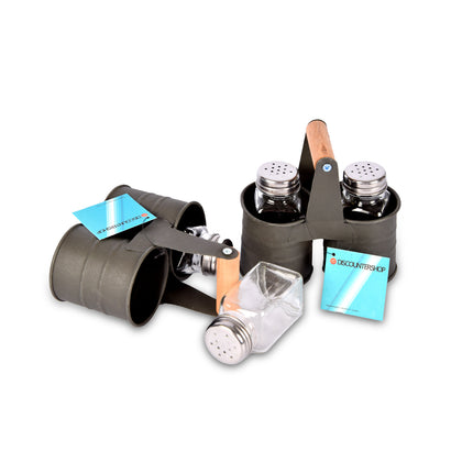 Handmatige Keukenmolens - Donkergrijze 2 Molens + 4 Strooiers - Elegante Peper- en Zoutmolen Set - 14cm x 13cm