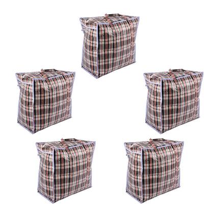 Ruime Opbergtassen voor Kleding, Speelgoed en Wassen - Set van 5 - 65L, 50cm x 48cm x 28cm, Rood & Zwart, Ritsluiting | Organiseer je Leven!