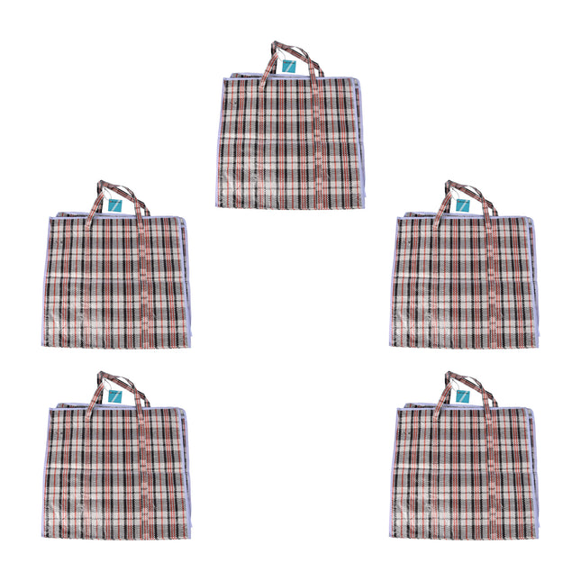 Ruime Opbergtassen voor Kleding, Speelgoed en Wassen - Set van 5 - 65L, 50cm x 48cm x 28cm, Rood & Zwart, Ritsluiting | Organiseer je Leven!