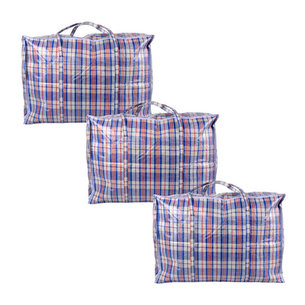Drie Opbergtassen XXL - 95L - Blauw, Wit & Rood - Met Rits - Voor Speelgoed en Kleding - Afmetingen 70cm x 48cm x 28cm – Wastas