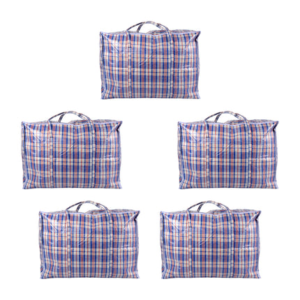 Opbergzakken voor Speelgoed en Kleding (Set van 5) - Ruime Opbergtassen XXL - 95L - Blauw, Wit & Rood - Met Rits - Afmetingen: 70cm x 48cm x 28cm – Wastas