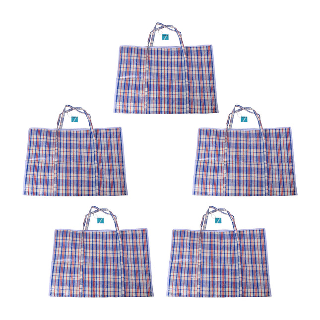 Opbergzakken voor Speelgoed en Kleding (Set van 5) - Ruime Opbergtassen XXL - 95L - Blauw, Wit & Rood - Met Rits - Afmetingen: 70cm x 48cm x 28cm – Wastas
