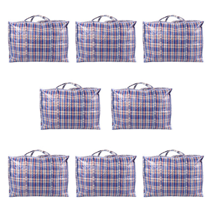 Handige Set van 8 Opbergtassen XXL - 95L - Blauw, Wit & Rood - Met Ritssluiting - 70cm x 48cm x 28cm - XXL Shopper Tas