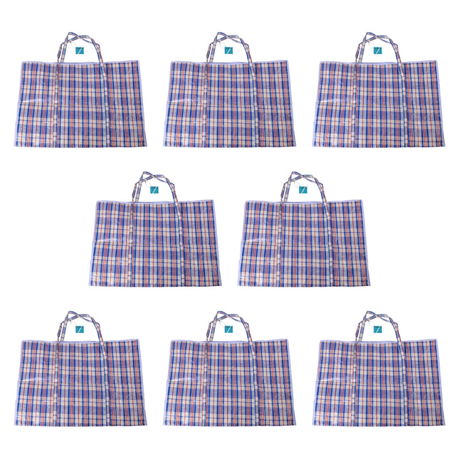 Handige Set van 8 Opbergtassen XXL - 95L - Blauw, Wit & Rood - Met Ritssluiting - 70cm x 48cm x 28cm - XXL Shopper Tas