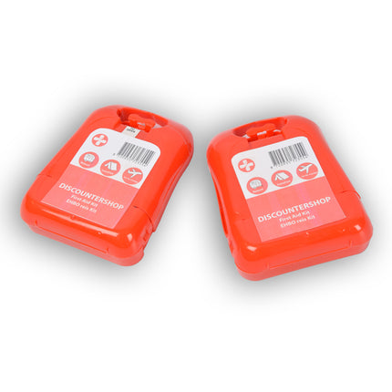2x | Compacte Rode EHBO-Kit voor Onderweg - Verbanddoos met 19 Stuks - Verbandkast | 10cm x 3cm x 13cm