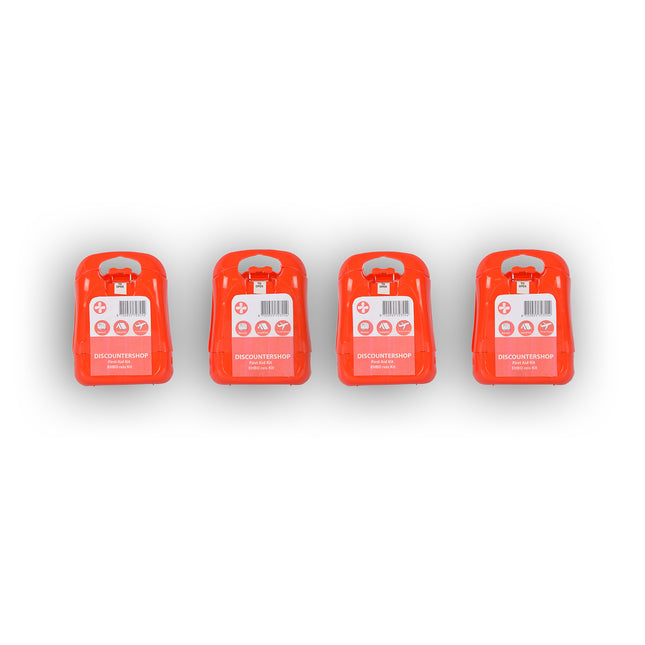 4x | Compacte Rode EHBO-Kit voor Onderweg - Verbanddoos met 19 Stuks - EHBO-Koffer | 10cm x 3cm x 13cm