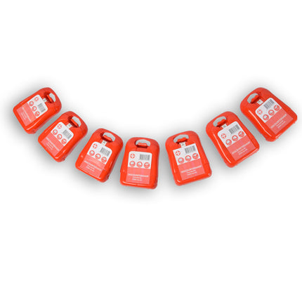 7x | Compacte Rode EHBO-Kit voor Onderweg - Verbanddoos met 19 Stuks - Verbandkast | 10cm x 3cm x 13cm 