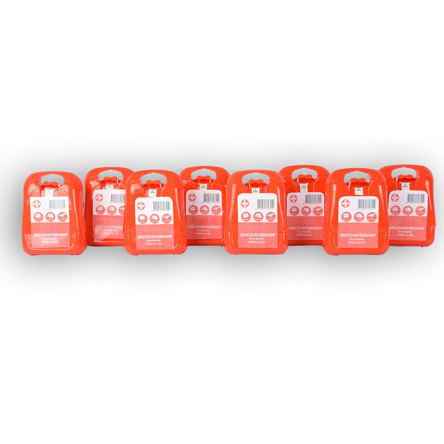 8x | Compacte Rode EHBO-Kit voor Onderweg - Verbanddoos met 19 Stuks - Verbandkast | 10cm x 3cm x 13cm 