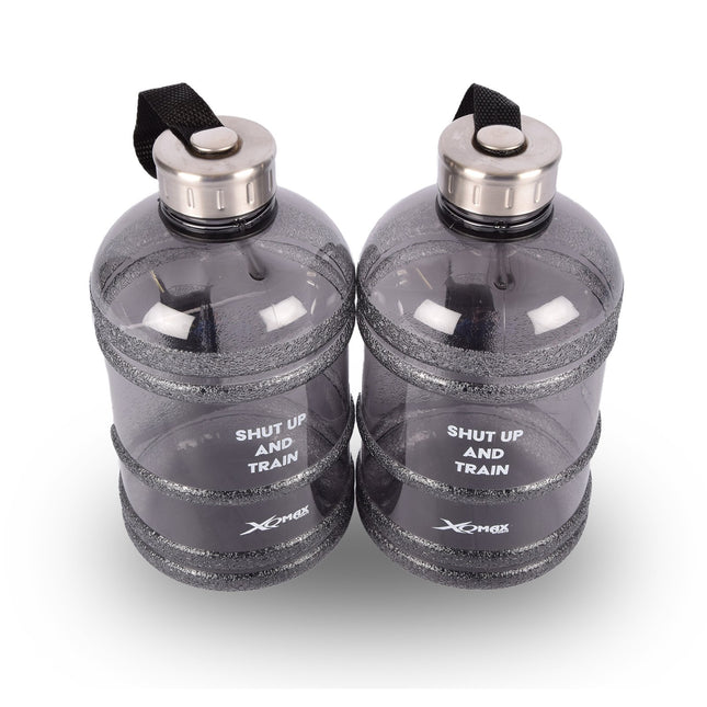 Drinkfles | BPA-vrij | Waterfles | Set | 1.9 Liter | Zwart | Met Handige Clipsluiting