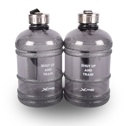 Drinkfles | BPA-vrij | Waterfles | Set | 1.9 Liter | Zwart | Met Handige Clipsluiting