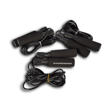 Fitness Springtouwen Pakket -  3x Springtouw - Kunststof - Zwart -  2.74 cm lengte - Voor Fit & Gezond Thuis Trainen