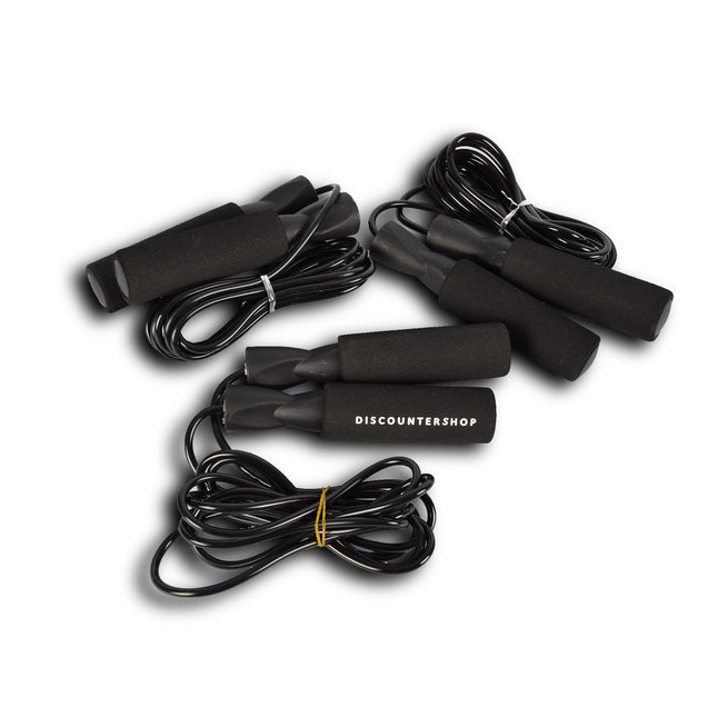 Fitness Springtouwen Pakket -  3x Springtouw - Kunststof - Zwart -  2.74 cm lengte - Voor Fit & Gezond Thuis Trainen