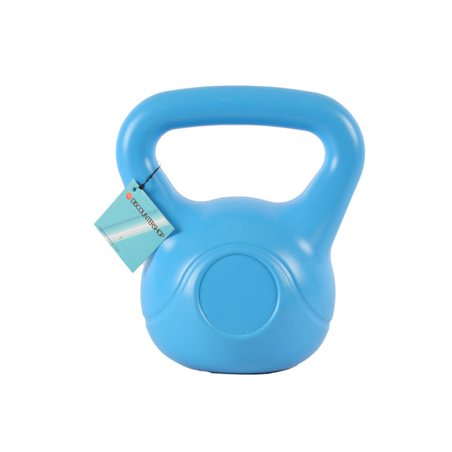 Professionele Kettlebell 4kg Blauw | 20 cm Hoog, 18 cm Breed | Hoogwaardige Kunststof en Cement Gevuld Trainingsgewicht voor Kracht en Cardio Training