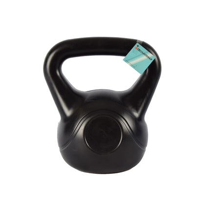 Professionele 8kg Kettlebell Zwart Kunststof | Cement Gevuld | 24cm x 22cm x 18 cm | Met Antislip Handvat | Ideaal voor Krachttraining Cardio en Bodybuilding Workouts | Met Antislip Handvat