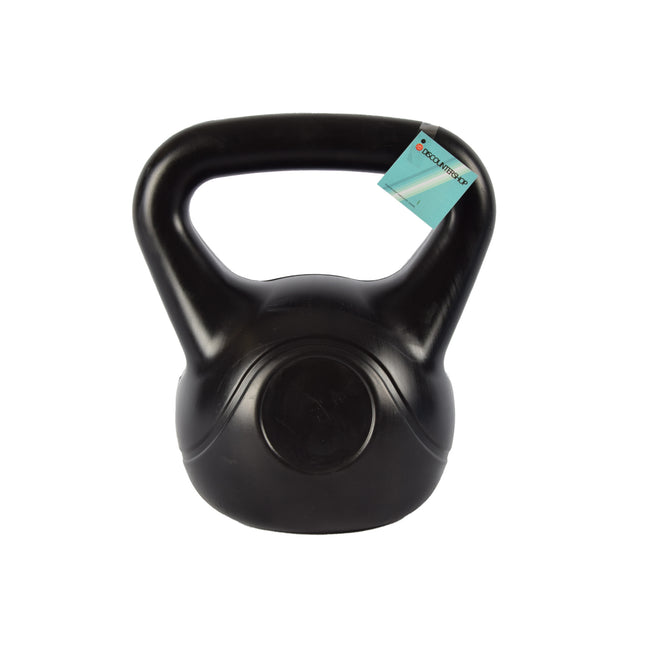 Professionele 8kg Kettlebell Zwart Kunststof | Cement Gevuld | 24cm x 22cm x 18 cm | Met Antislip Handvat | Ideaal voor Krachttraining Cardio en Bodybuilding Workouts | Met Antislip Handvat