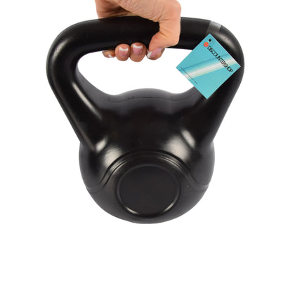 Professionele 8kg Kettlebell Zwart Kunststof | Cement Gevuld | 24cm x 22cm x 18 cm | Met Antislip Handvat | Ideaal voor Krachttraining Cardio en Bodybuilding Workouts | Met Antislip Handvat