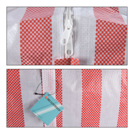 6 stuks Trendy Tas voor Kleding - Rood-Wit - Boodschappentas - 55cm x 30cm x 50cm - Met Rits - Opbergtas - 1080g - 82 liters -  Wastas 