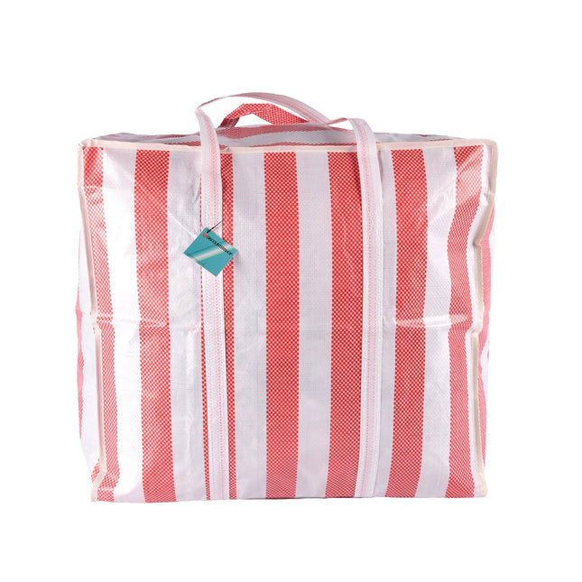 1 stuk Boodschappentas met Rits - Rood-Wit - Shopper tas XXL - 55cm x 30cm x 50cm - Wastas - 180g  - 82 Liter 