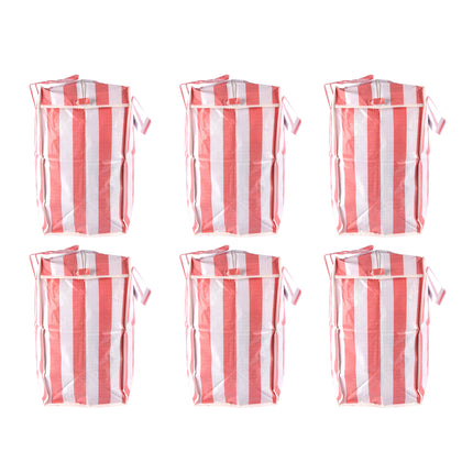 6 stuks Trendy Tas voor Kleding - Rood-Wit - Boodschappentas - 55cm x 30cm x 50cm - Met Rits - Opbergtas - 1080g - 82 liters -  Wastas 