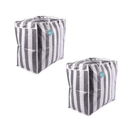 Zwarte en Witte Opbergtassen Set - Ruime Reistas, Shopper Tas - Plastic - 55cm x 30cm x 50cm - 2 Stuks