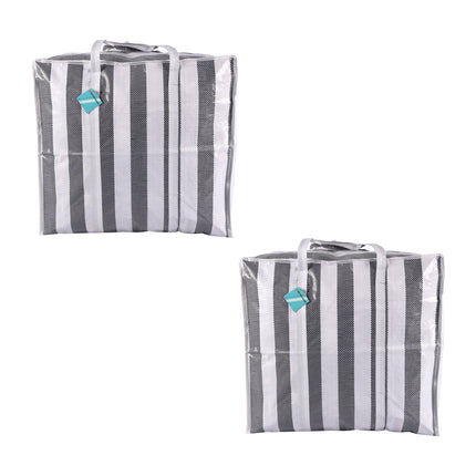 Zwarte en Witte Opbergtassen Set - Ruime Reistas, Shopper Tas - Plastic - 55cm x 30cm x 50cm - 2 Stuks