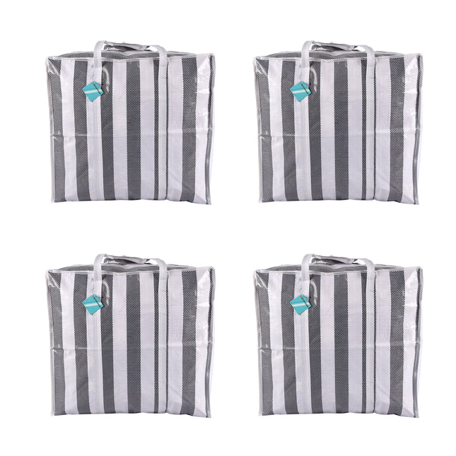 Verfijnde Zwart-Wit Opbergtassen Set - Ruime Reis- en Shopper Tas - Voorzien van Handige Rits - 55cm x 30cm x 50cm - Plastic Constructie - Gewicht: 720g - Inhoud: 4 Stuks.