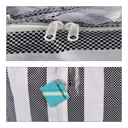 Verfijnde Zwart-Wit Opbergtassen Set - Ruime Reis- en Shopper Tas - Voorzien van Handige Rits - 55cm x 30cm x 50cm - Plastic Constructie - Gewicht: 720g - Inhoud: 4 Stuks.