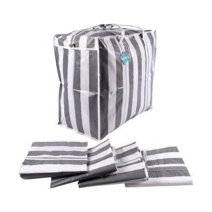 Modieuze Zwarte en Witte Opbergtassen Set - Grote Shopper Tas - met Sterke Handvatten - Opbergtassen - XXL - Met Rits - Plastic - 55cm x 30cm x 50cm - 900g - 5 Stuks