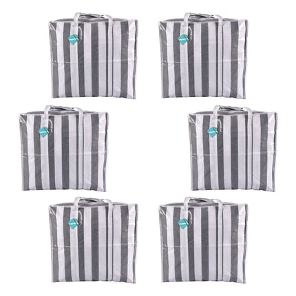 Complete Set van 6 Stuks Zwarte en Witte Opbergtassen - 82 Liter - 55cm x 30cm x 50cm - Perfect voor Familiegebruik - Shopper Tas XXL 