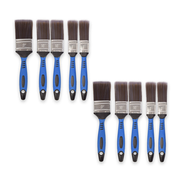 2set x 5pcs | Kwastenset | blauw/grijs/zilver | Kwasten | plastic | Verfkwasten | Schilderkwasten | 27cm*12cm*3.5cm
