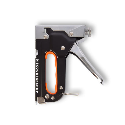 Handtacker Set | 2 stuks | Krachtig Nietpistool met Nietjes | Robuuste Nietmachine | | Metaal | Oranje & Zwart | Compact Design - 15.5 cm x 2 cm x 13.5 cm