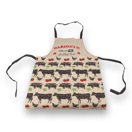 Beige Schorten Set - Stijlvol Keukenschort voor Koks: Lichtgewicht 100% Katoenen Bakkersschort - Afmetingen: 115cm x 61cm