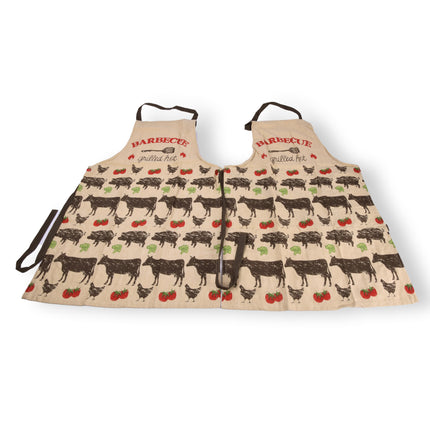 2x Stijlvol Beige Schorten - Keukenschort voor Koks: Lichtgewicht 100% Katoenen Bakkersschort - 115cm x 61cm