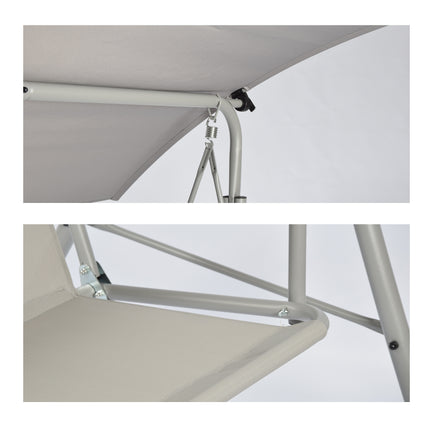 Luxe Metalen Tuinschommelbank - Schommelbank voor Twee Personen met Polyester Dak - Lichtgrijs - 260KG Max