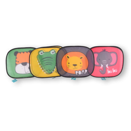 Lichtgewicht Polyester Zonneschermen voor Auto's, 2ST Crocodile Zijruiten Zonwering, Groen/Geel/Wit, 44cm x 38cm, 70g