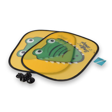 Lichtgewicht Polyester Zonneschermen voor Auto's, 2ST Crocodile Zijruiten Zonwering, Groen/Geel/Wit, 44cm x 38cm, 70g