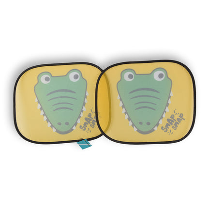 Lichtgewicht Polyester Zonneschermen voor Auto's, 2ST Crocodile Zijruiten Zonwering, Groen/Geel/Wit, 44cm x 38cm, 70g