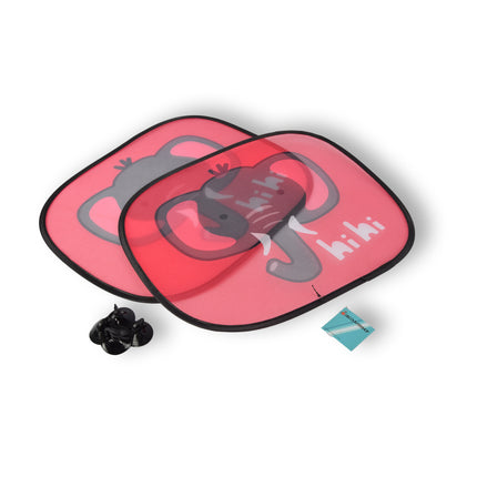 Stijlvolle Zonwering op Maat voor Auto - 2 Zonneschermen in Rood, Grijs, Roze & Wit - Lichtgewicht Polyester - 44x38cm
