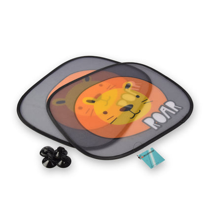 Stijlvolle Zonwering op Maat voor Auto - 2 Zonneschermen in Grijs, Geel & Wit - Lichtgewicht Polyester - 44x38cm