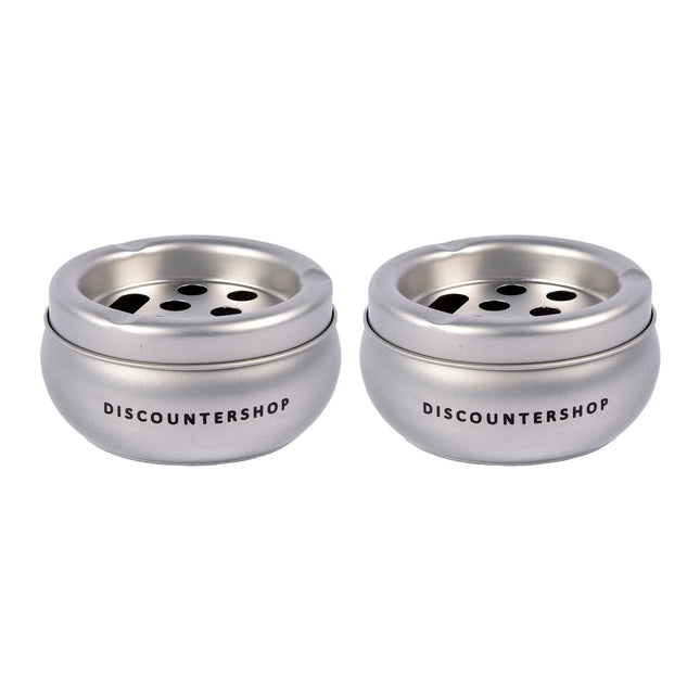 Zilveren Stormasbak Voor Binnengebruik - Set Van 2 - Gemaakt Van Lichtgewicht Aluminium - Afmetingen: 5.5cm x 10cm.