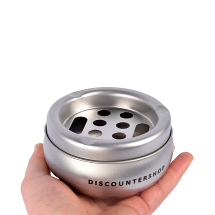 Zilveren Aluminium Stormasbak voor Binnen - 8 Sigaret Inhoud - Lichtgewicht - 5.5cm Hoog - 10cm Diameter