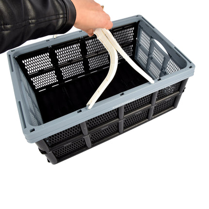 Ruim Opvouwbaar Krat voor Kleding - 40 Liter Opbergkrat - Blauw/Zwart - Inklapbare Opbergbox zonder Deksel - Met Twee Zijhandvatten - 50cm x 34cm x 24cm