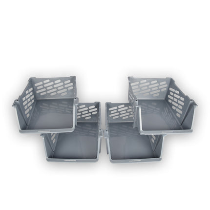 Handige Set van 4 Groentemandjes - Blauw Kunststof Opbergbakken zonder Deksel - Perfect voor Speelgoed - Afmetingen: 46cm x 37.5cm x 20cm