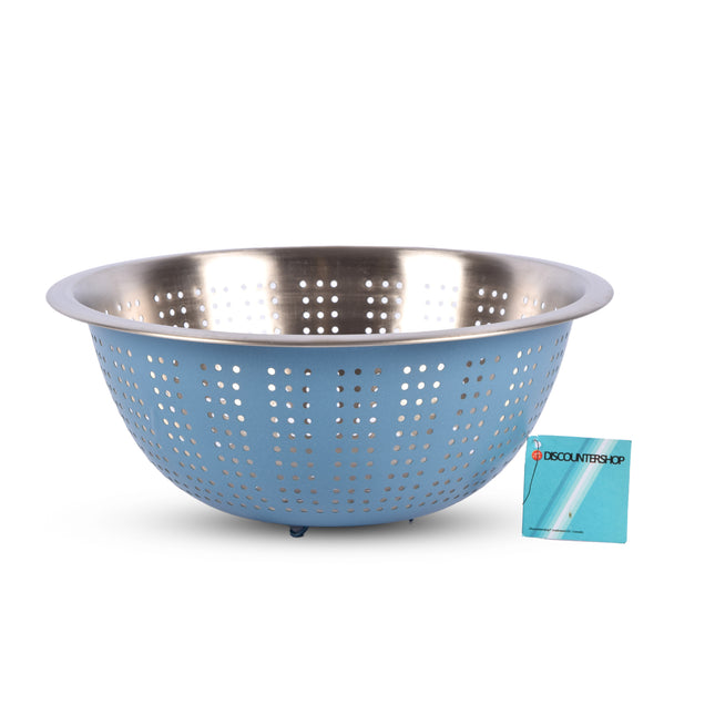 Multifunctionele Blauwe Keukenvergiet van Aluminium | 28cm x 28cm x 11cm | 1 Stuk | Keukenvergiet RVS | Keukenvergiet Kom Set | Keukenvergiet Metaal | Roestvrij Staal Gaas Vergieten 