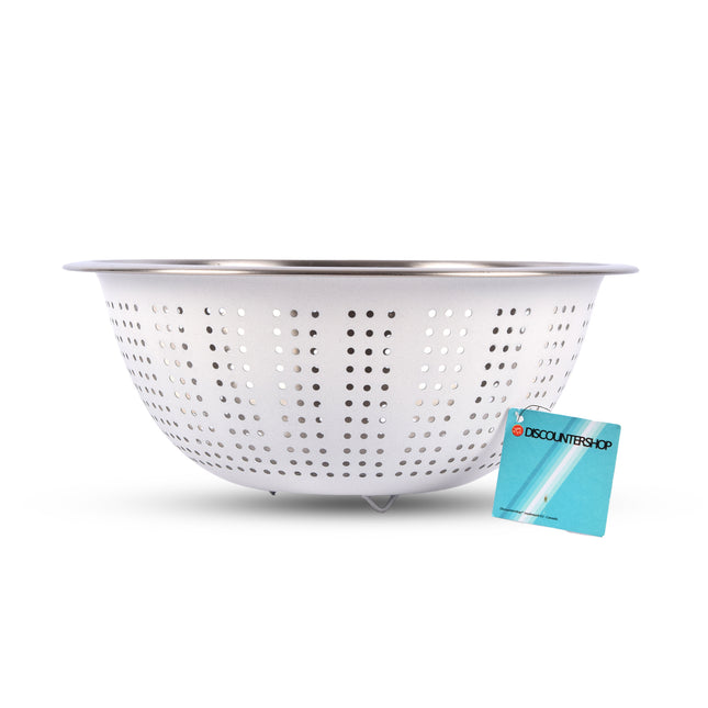 Wit Aluminium Keuken Vergiet | 28 cm Lengte | 28cm Breedte | 11cm Hoogte | 1 stuk | Hoogwaardige RVS | Vaatwasmachinebestendig | Duurzaam Fruit- en Groentezeef | Indrukwekkende filters voor iedereen