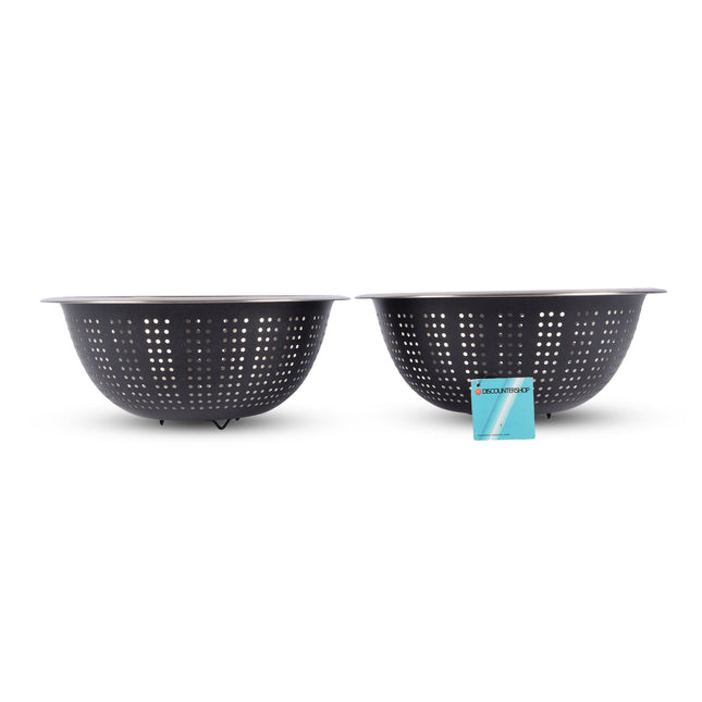 Gratis Zeef Voor Iedereen | Zwart Aluminium Keukenvergiet | Lengte 28cm | Breedte 28cm | Hoogte 13cm | 2 Stuks | Hoogwaardige Keukenvergiet RVS | Keukenvergietkomset | Keukenvergietkomzeef